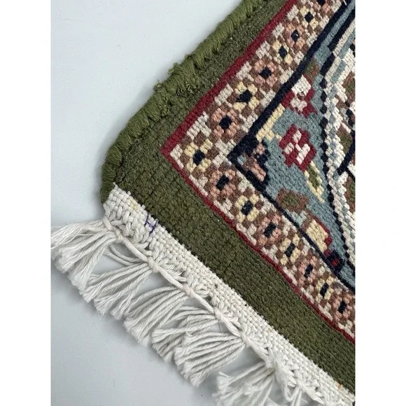 Miniature Hand-knotted Wool Afghani/Pakistani Carpet Sample Dollhouse 10"x12"rug - Picture 3 of 8